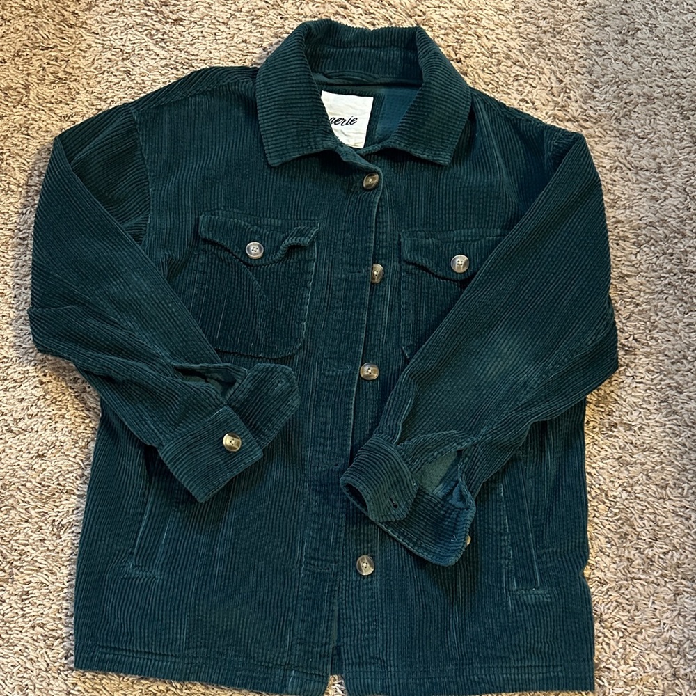 Aerie Forest Green Corduroy Oversized Jacket